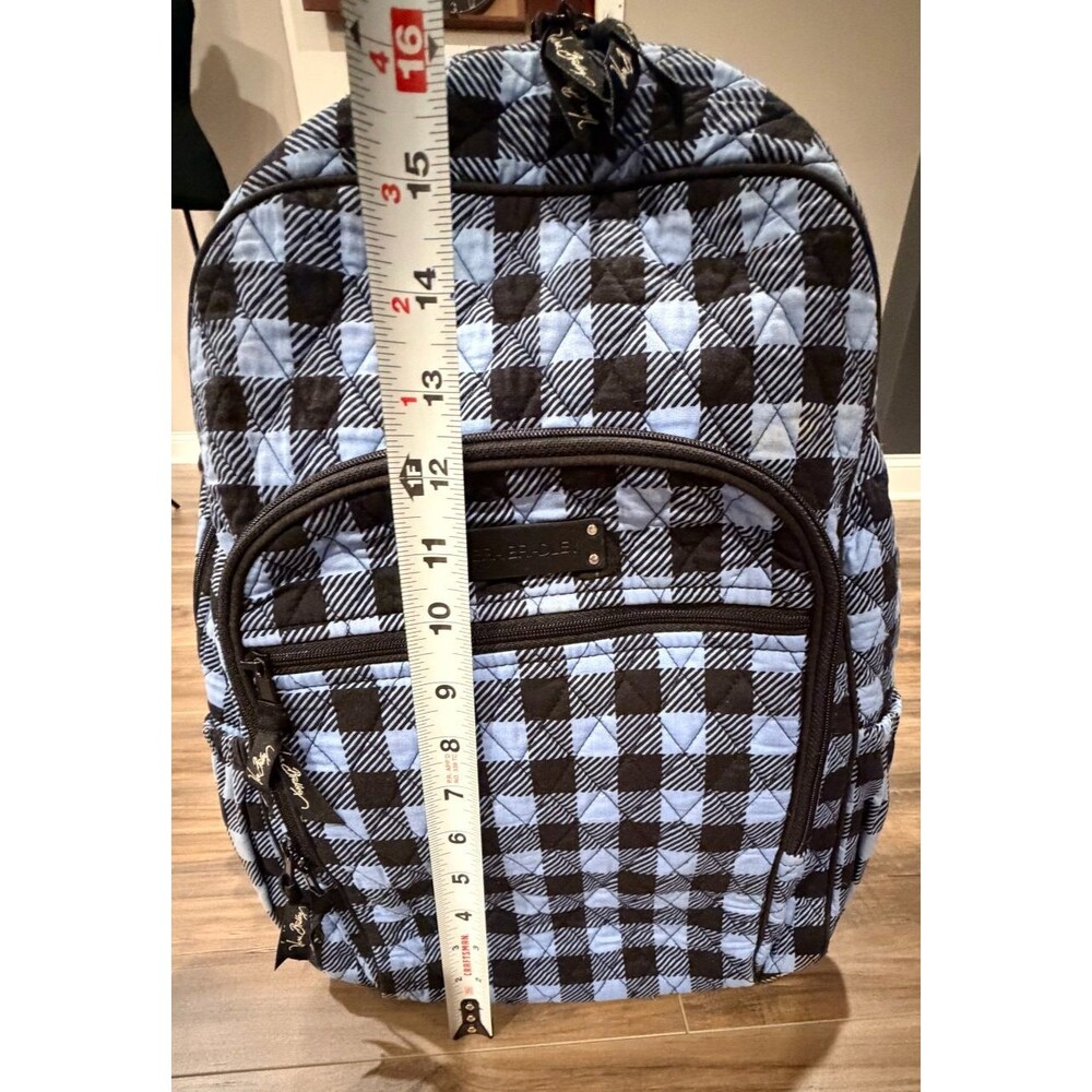 Vera Bradley Quilted Campus Backpack - Blue/Black Buffalo Plaid - Picture 4 of 10